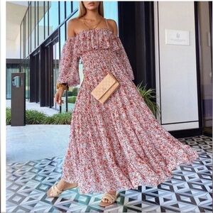 NEW Misa Los Angeles Cassandra Dress Floral Maxi Smocked Size Large